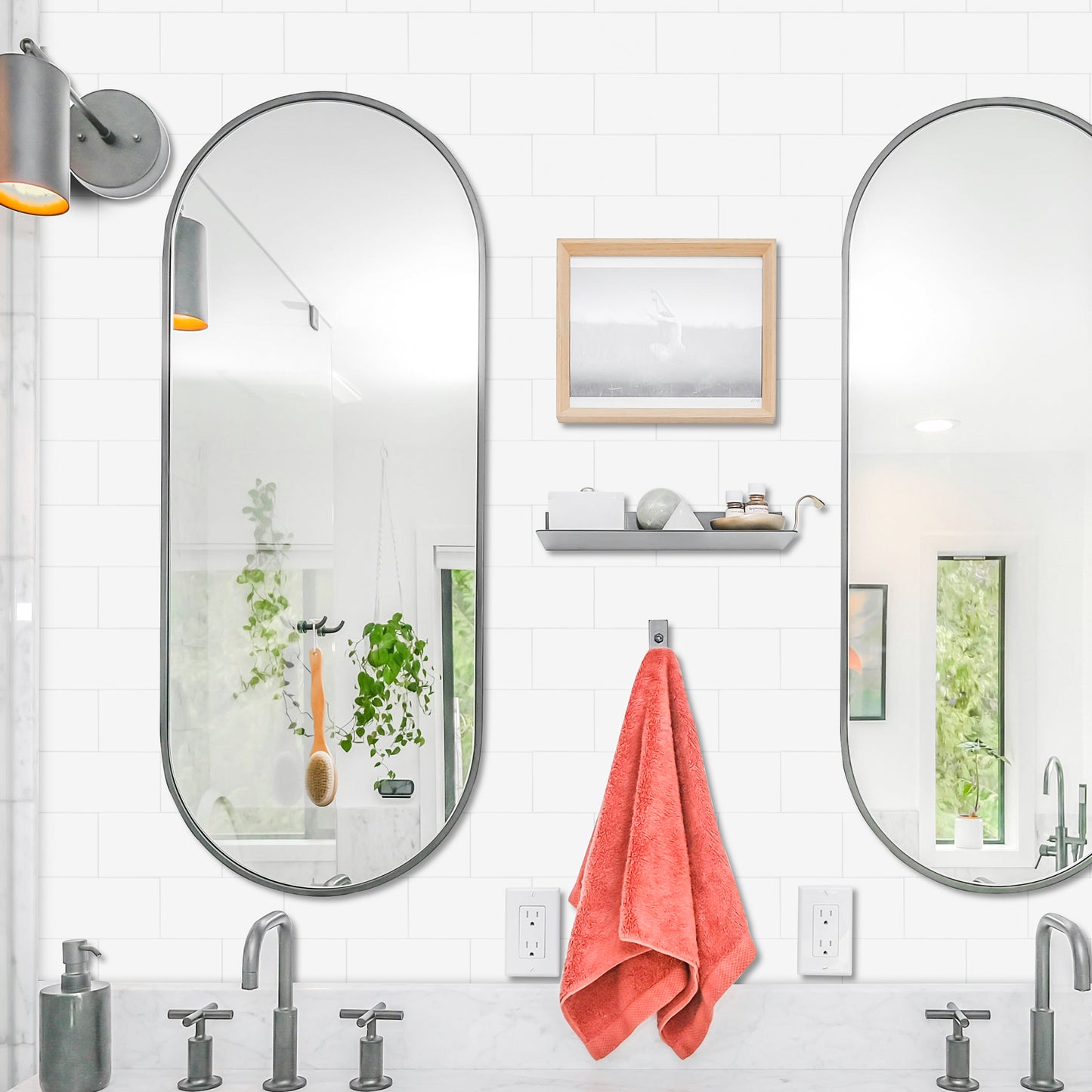 3D Glossy White Subway Peel and Stick Wall Tile