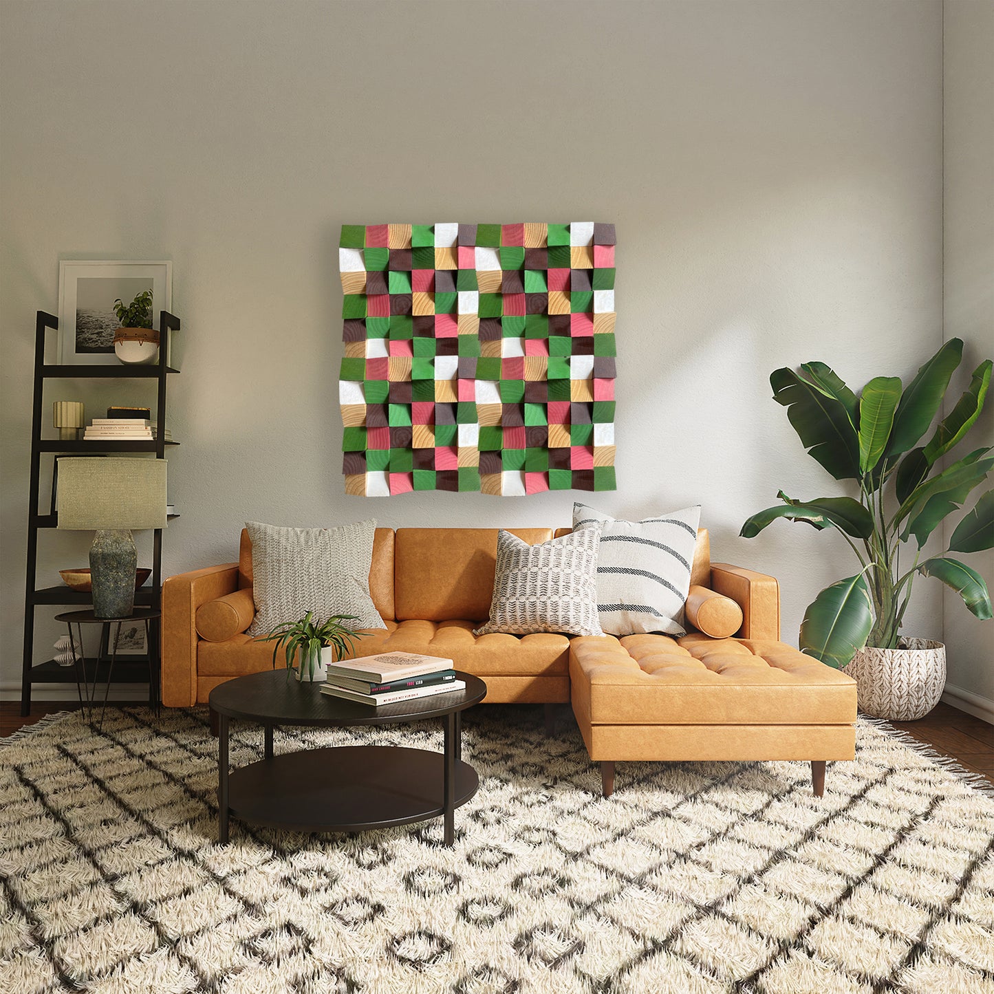 Geometric Acoustic Panel Wood Mosaic Wall Art