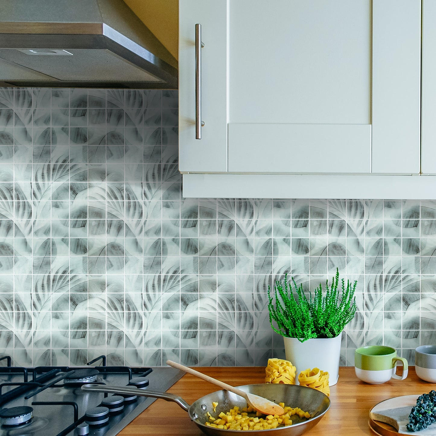 3D Leaf Square Peel and Stick Backsplash Wall Tile
