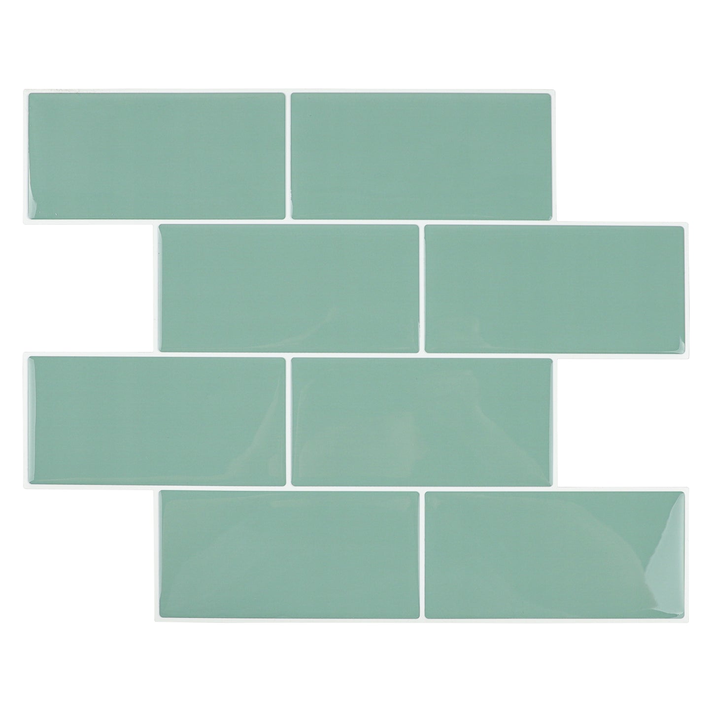 3D Green Subway Peel and Stick Backsplash Wall Tile