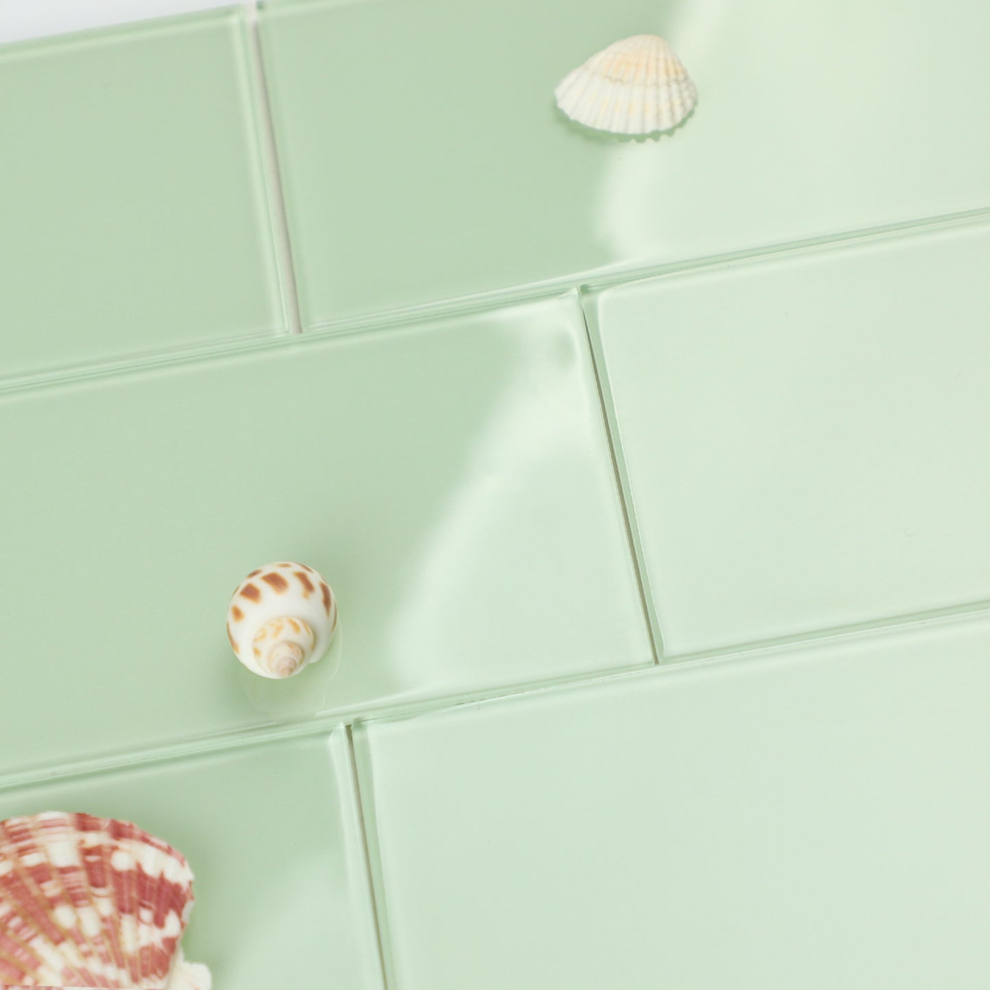 Green Glass Peel and Stick Backsplash Wall Tile