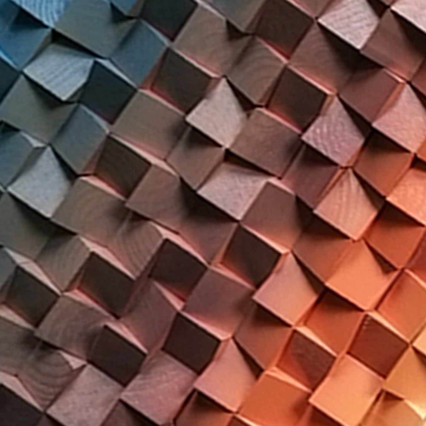 Geometric Acoustic Wood Wall Art – Blue Soundproof Panel for Modern Decor