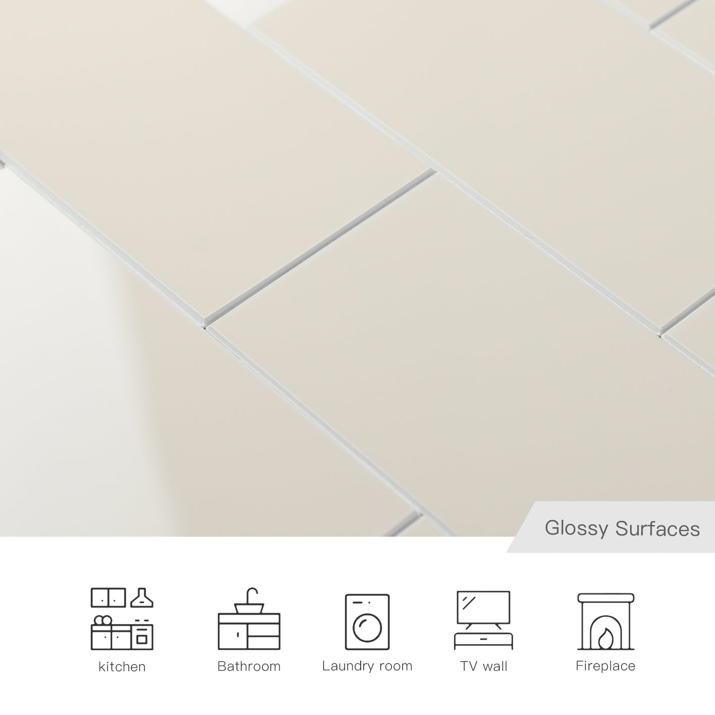 3D Glossy Beige Subway Peel and Stick Wall Tile