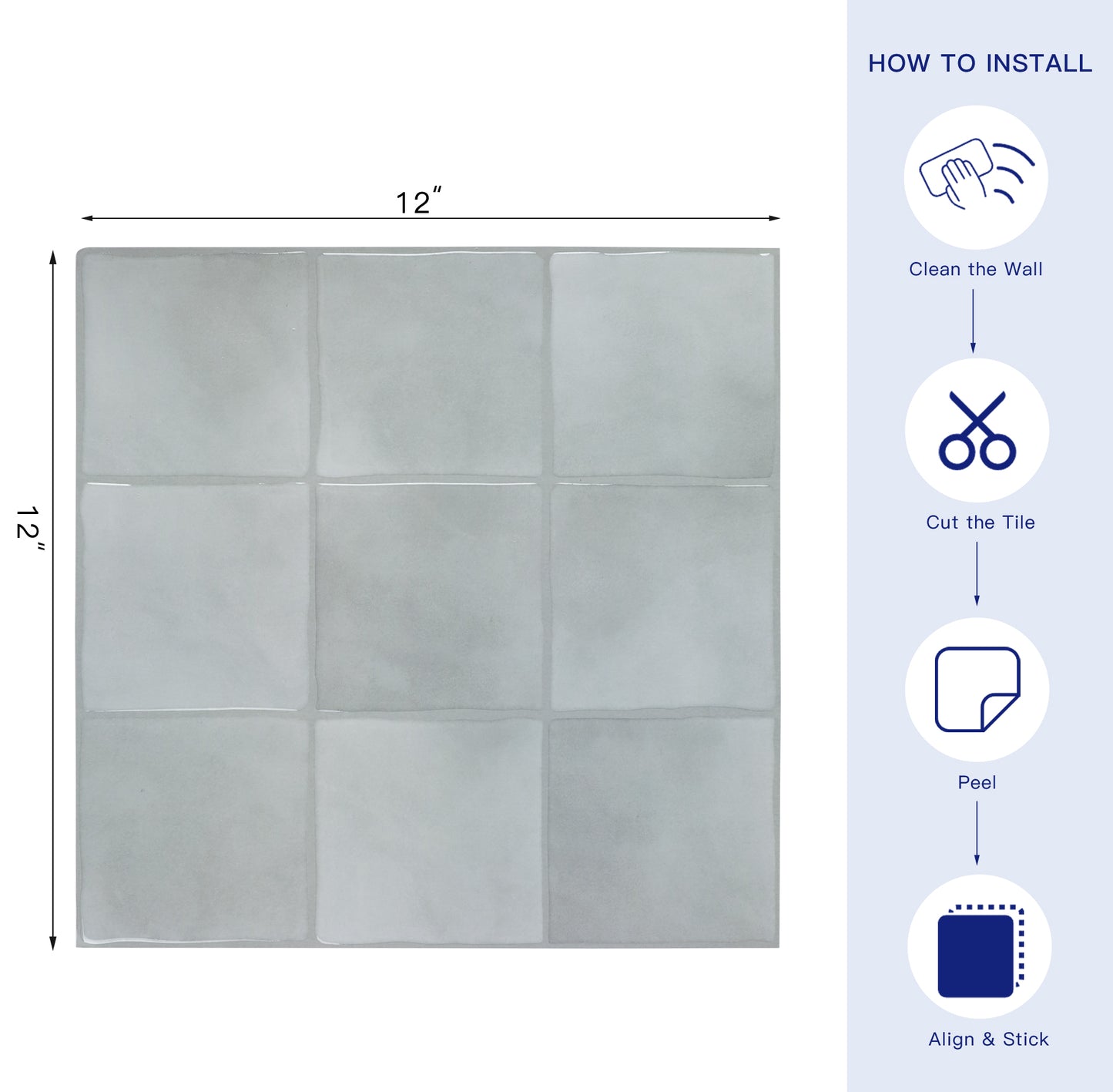 3D Gray Faux Spanish Handmade Peel and Stick Backsplash Wall Tile