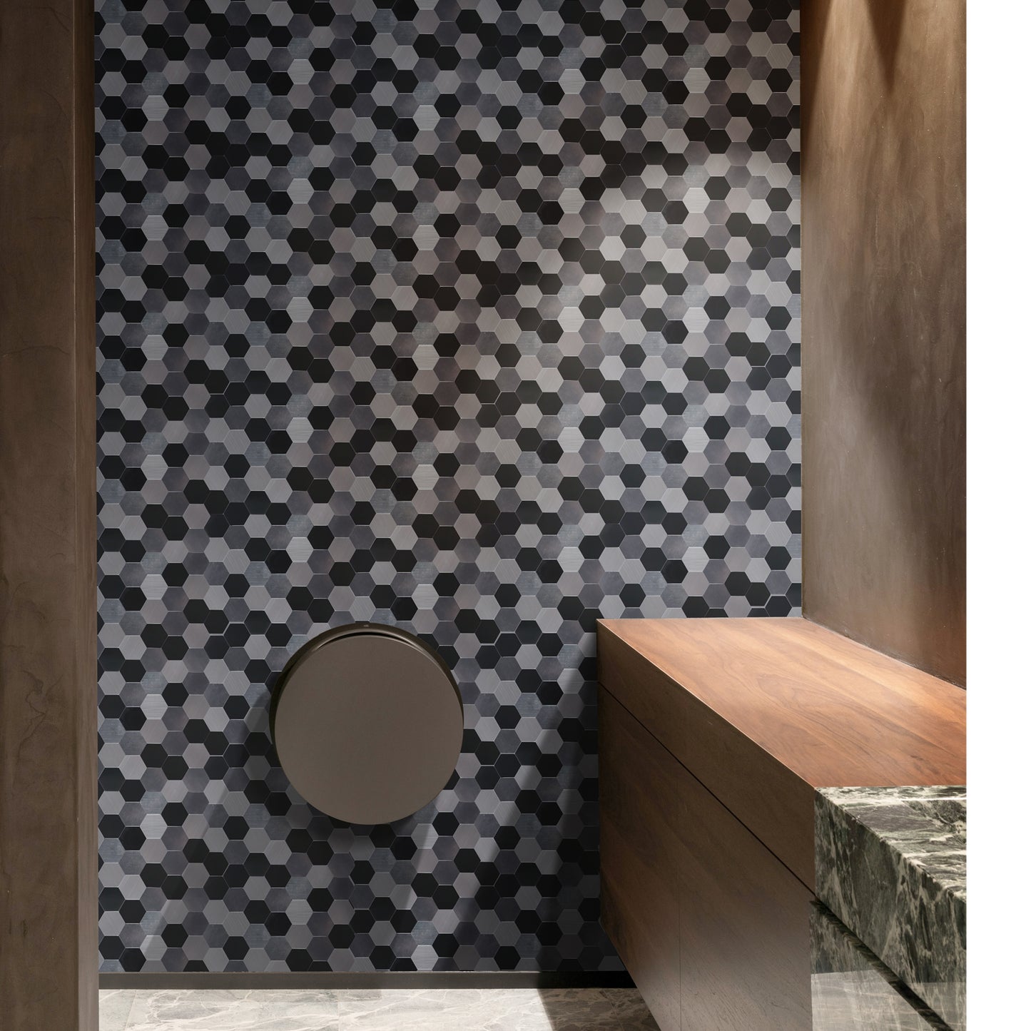 Black Hexagon Aluminum Peel and Stick Wall Tile