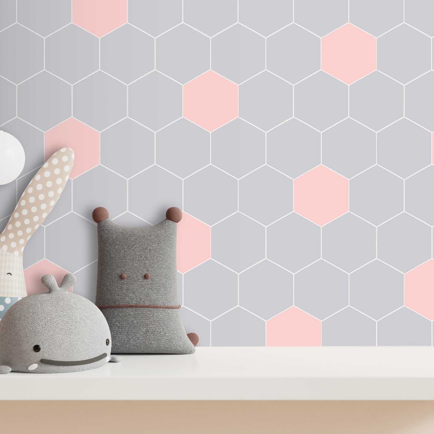Pink Hexagon Peel and Stick Wall Tile