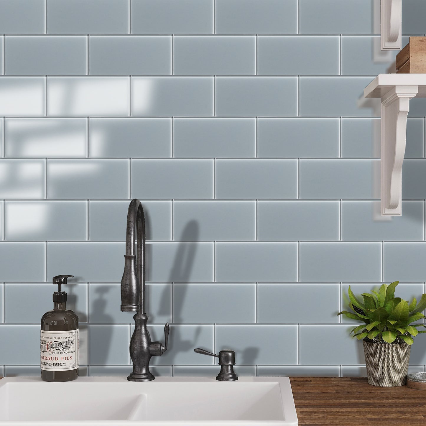 Gray Peel and Stick Backsplash Wall Tile