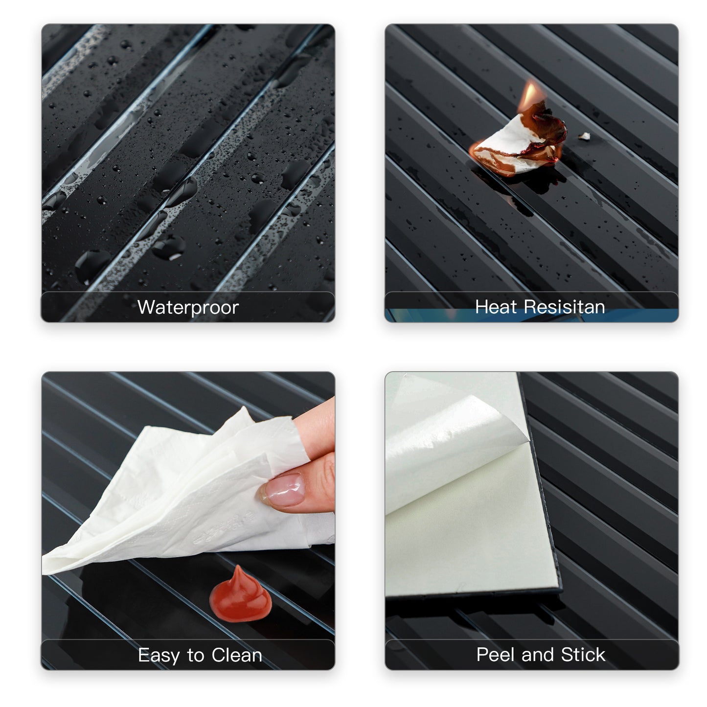 Diamond Grade Glass Mirror Beveled Subway Peel and Stick Backsplash Wall Tile