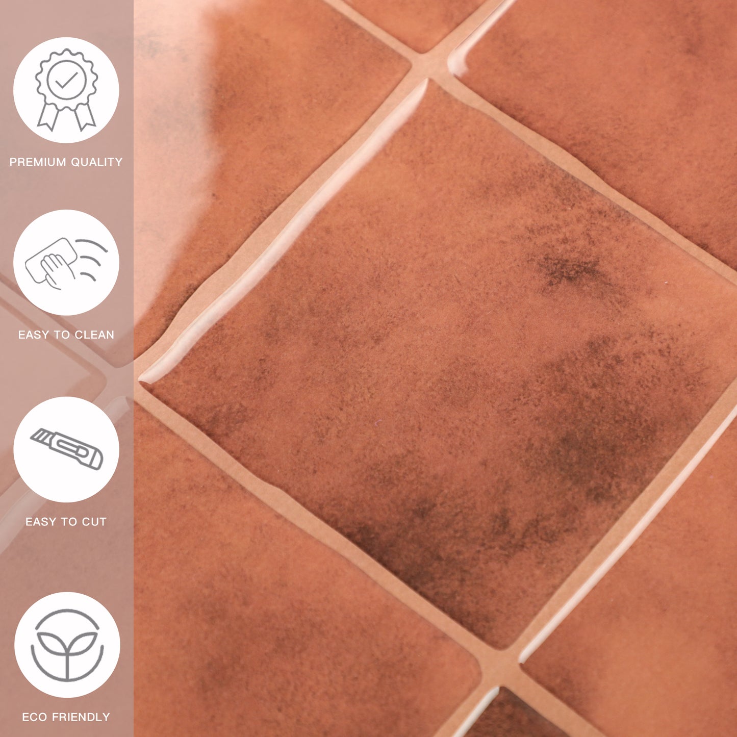 3D Safi Orange Faux Spanish Handmade Peel and Stick Backsplash Wall Tile