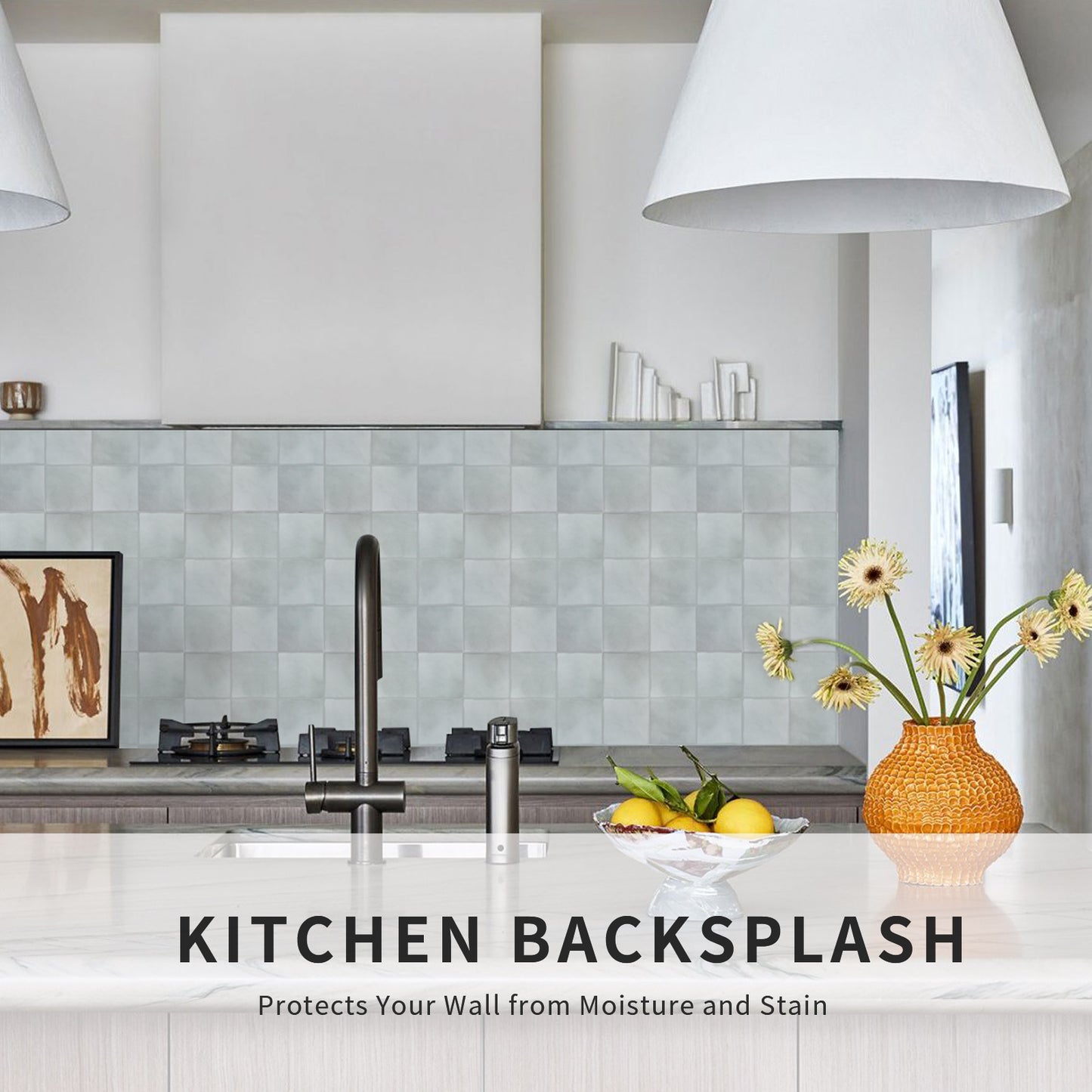 3D Gray Faux Spanish Handmade Peel and Stick Backsplash Wall Tile