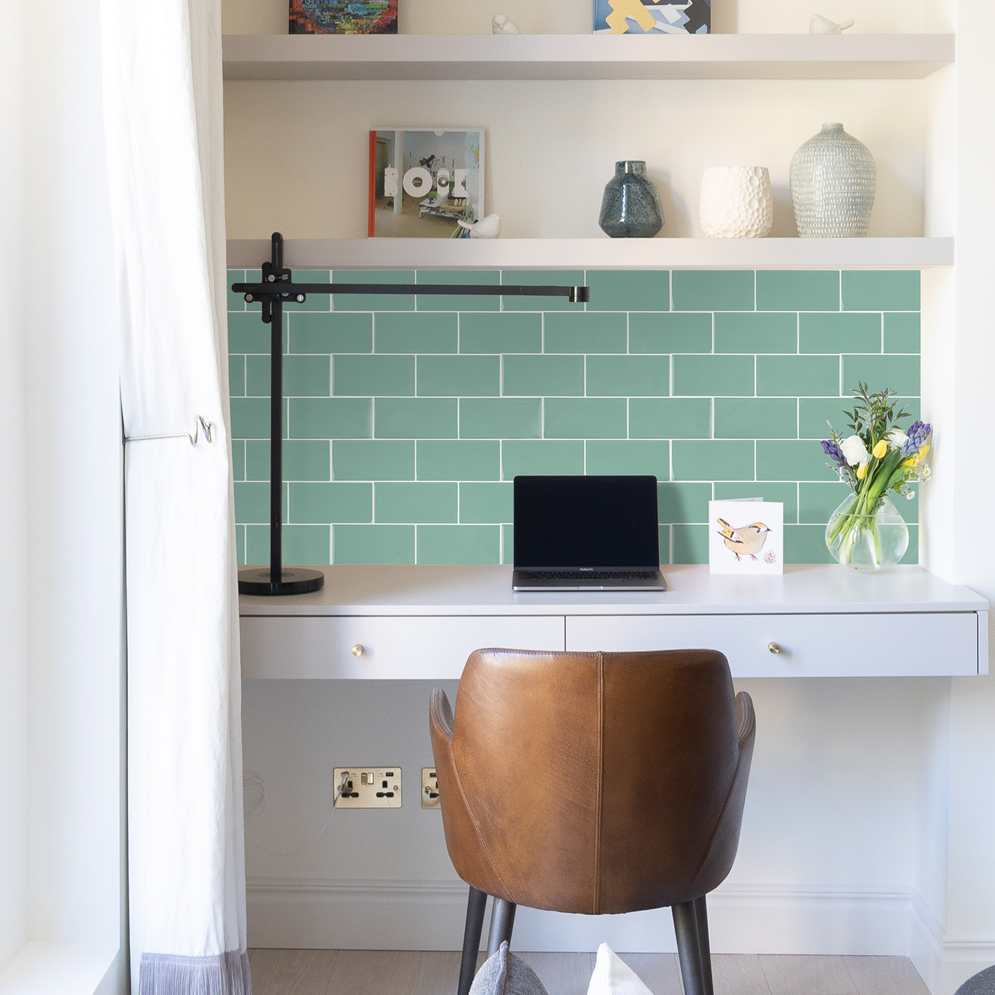 3D Green Subway Peel and Stick Backsplash Wall Tile