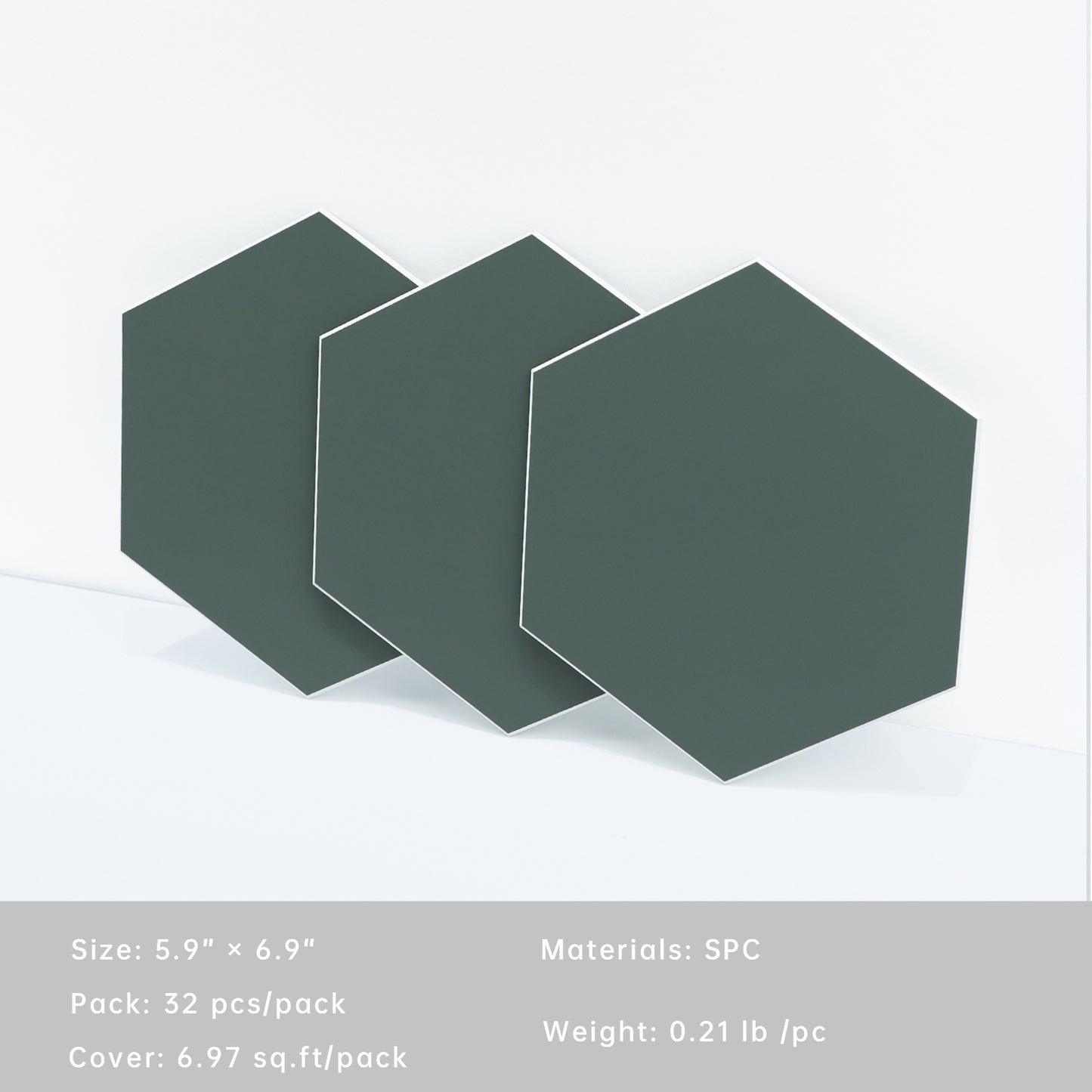 Olive Green Hexagon Peel and Stick Wall Tile