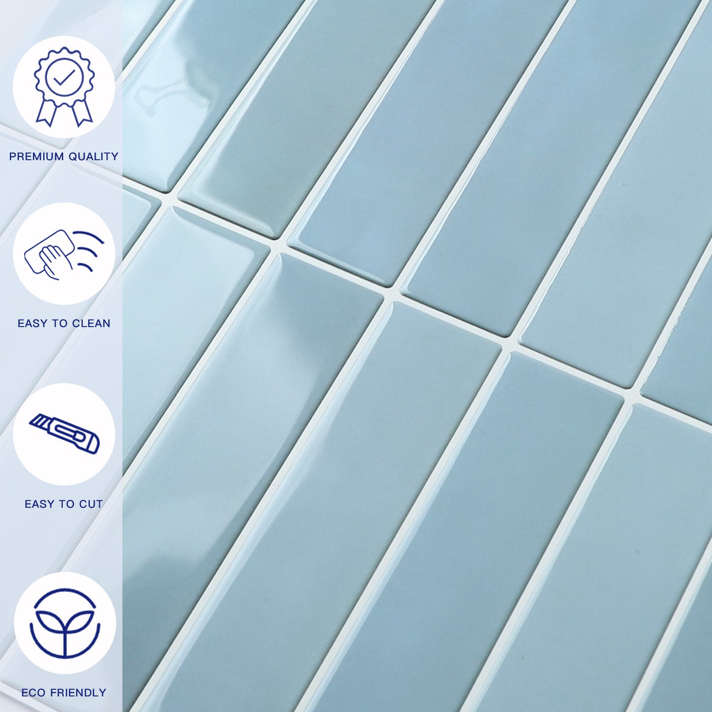 3D Blue Gradient Linear Peel and Stick Wall Tile