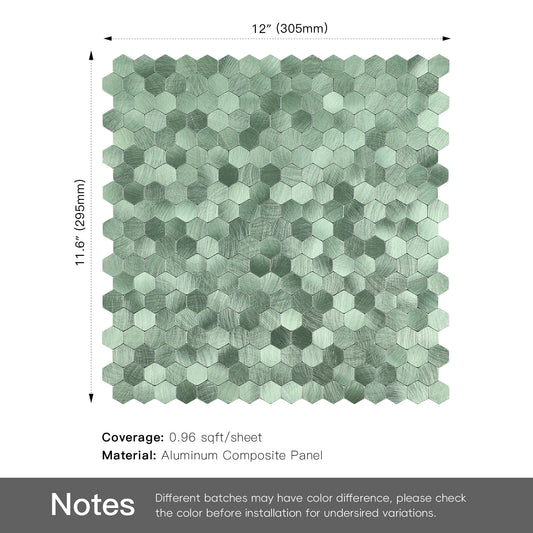 Peel and Stick Sage Green Hexagon Metal Wall Tile – DIY Kitchen Backsplash Wall Panels