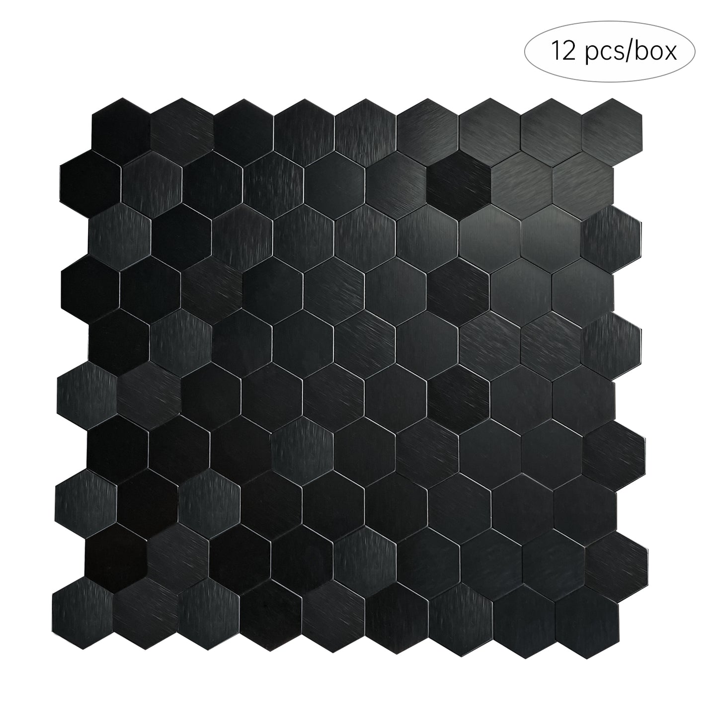 Black Aluminum Hexagon Peel and Stick Backsplash Tile