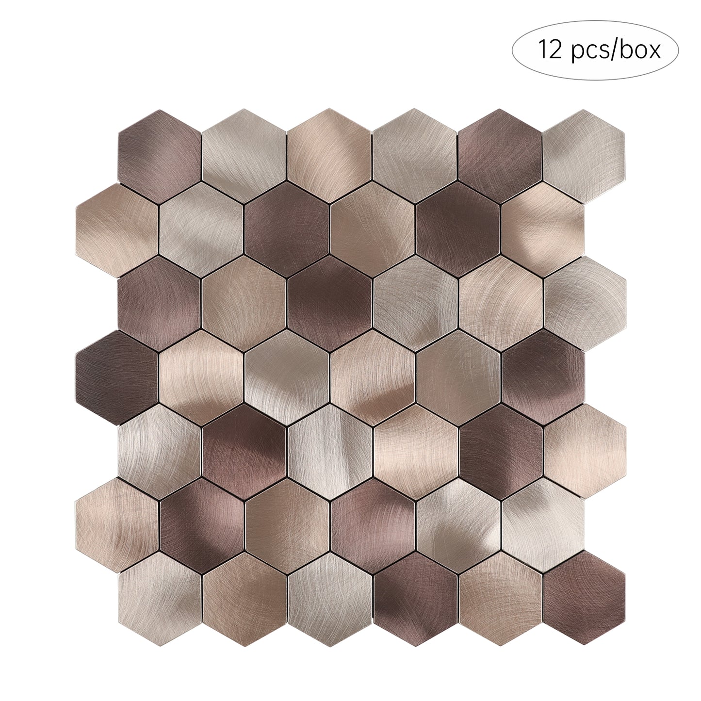 Mix Brown Hexagon Peel and Stick Backsplash Tile