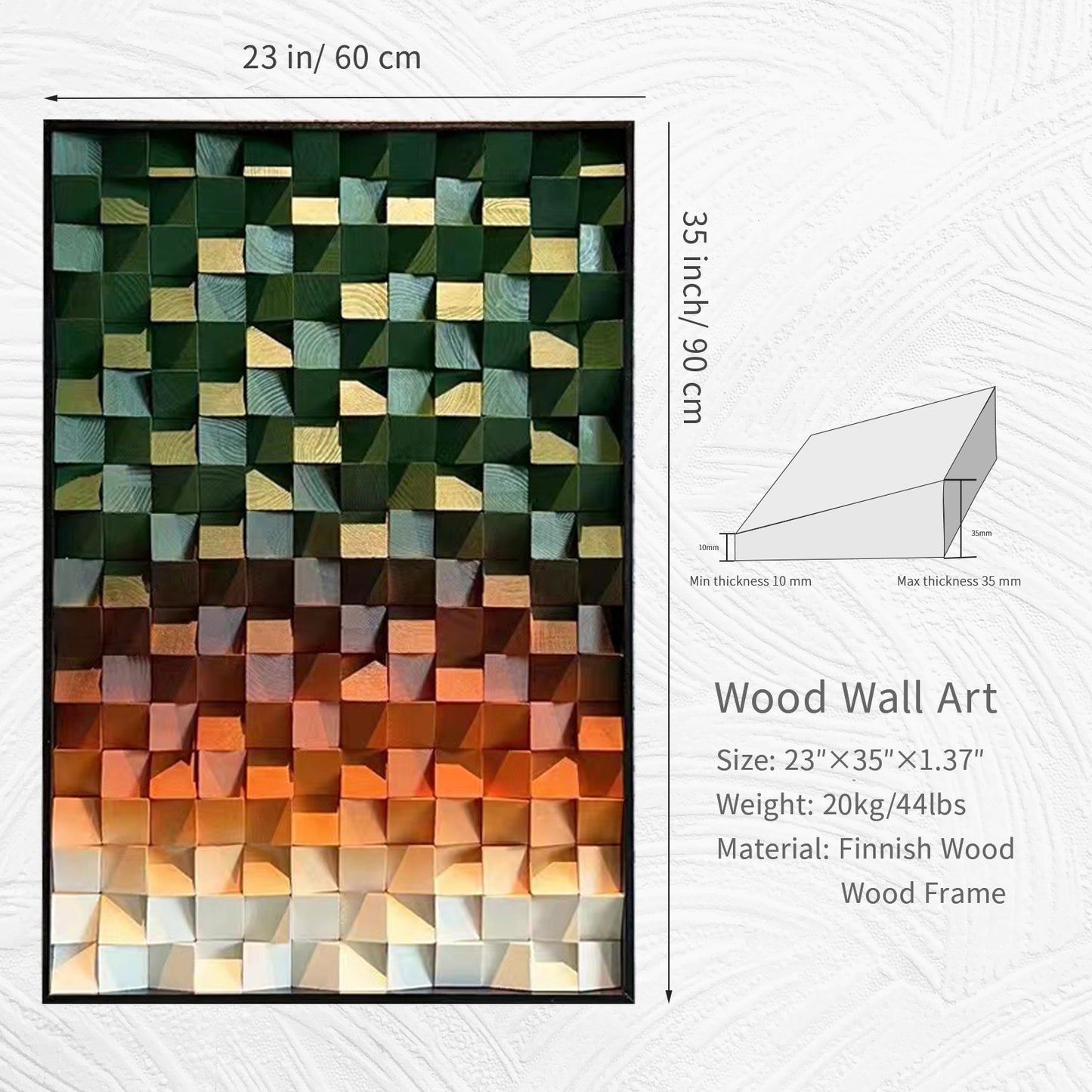 Geometric Acoustic Panel Wood Wall Art-Green