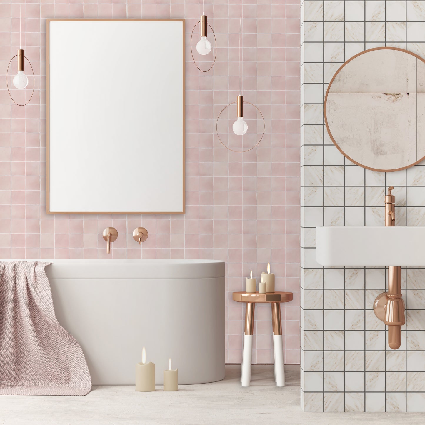 3D Pink Faux Spanish Handmade Peel and Stick Backsplash Wall Tile