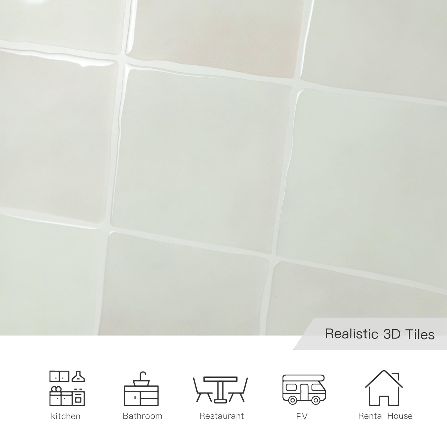 3D Beige Faux Spanish Handmade Peel and Stick Backsplash Wall Tile