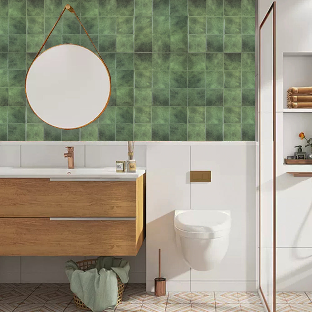 3D Green Faux Spanish Handmade Peel and Stick Backsplash Wall Tile