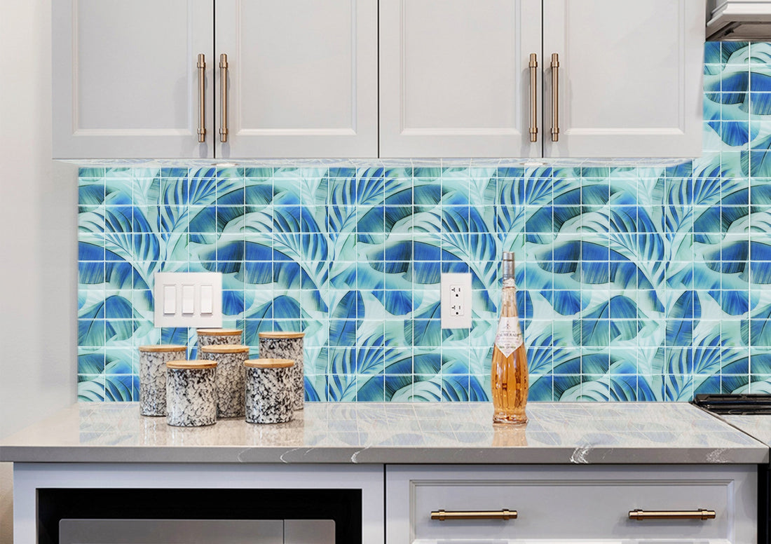 peel and stick blue tile