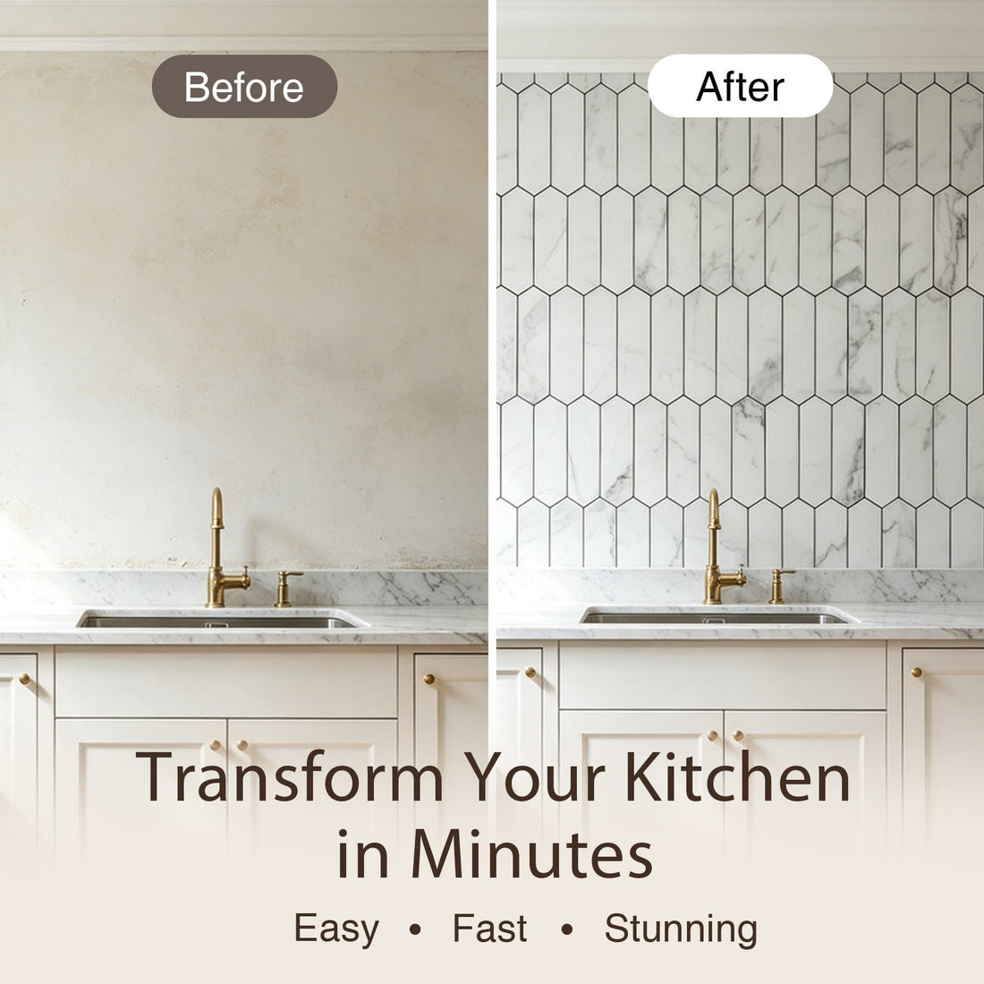 Transform Your Kitchen in a Weekend with White Marble Peel and Stick Backsplash Tiles
