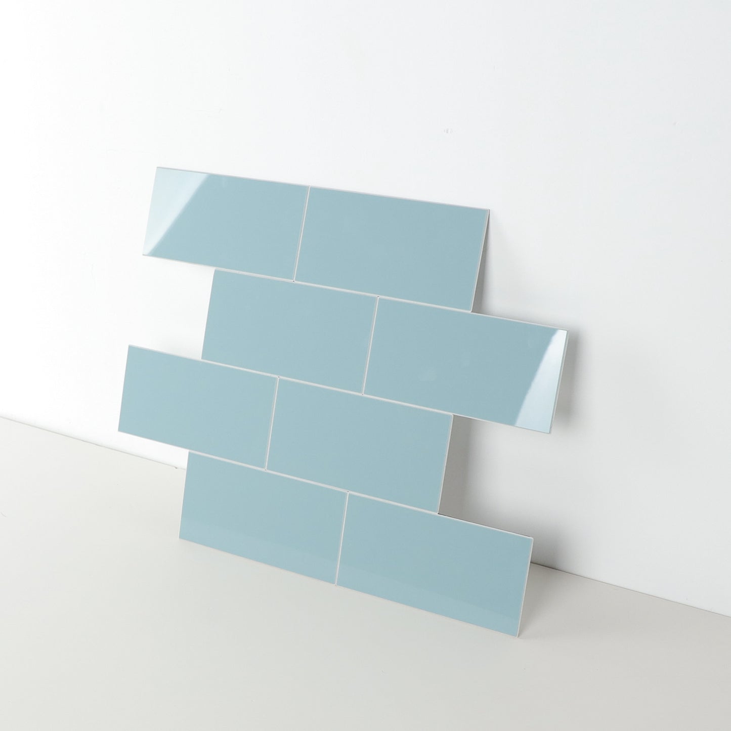 3D Glossy Blue Subway Peel and Stick Wall Tile