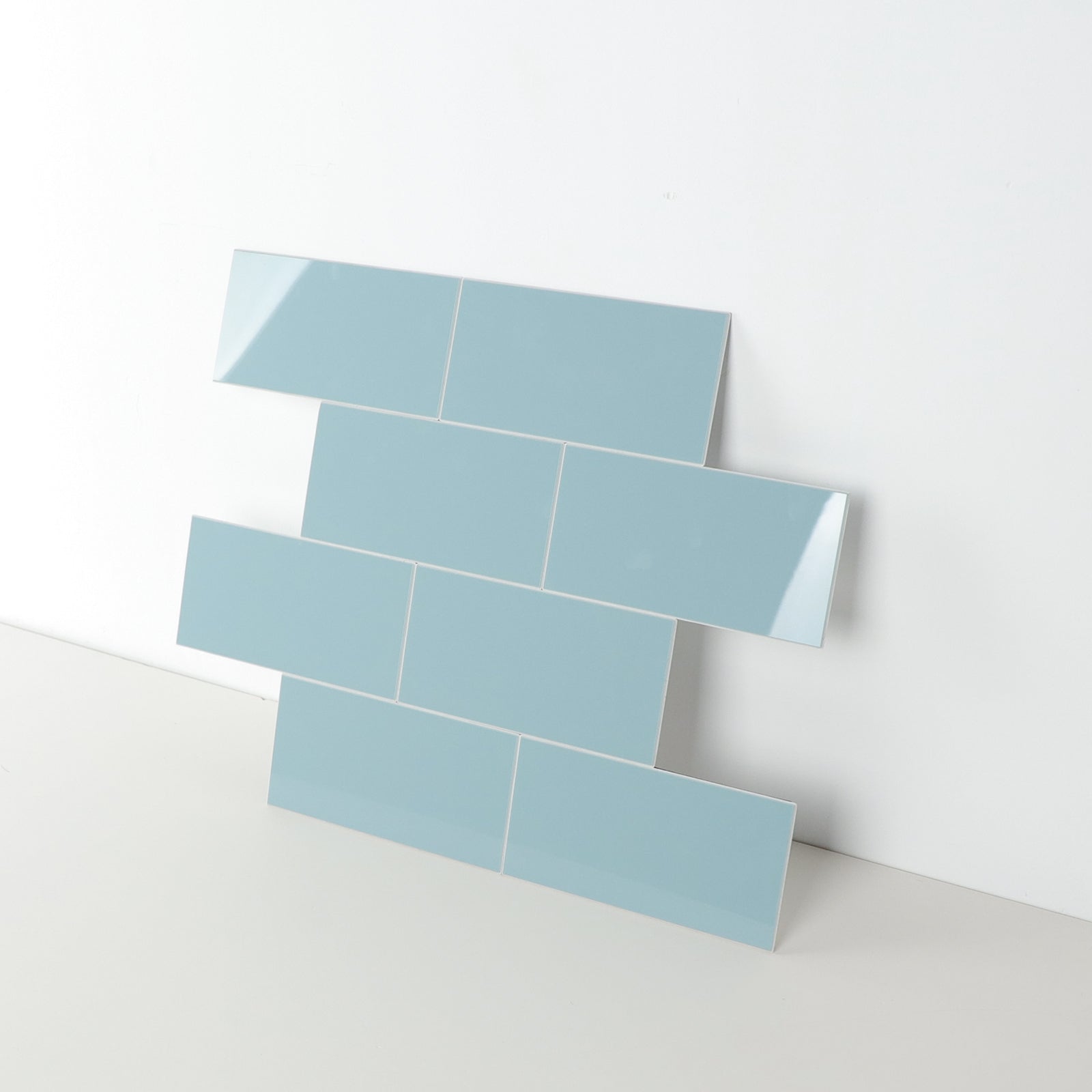 3D Glossy Blue Subway Peel and Stick Wall Tile