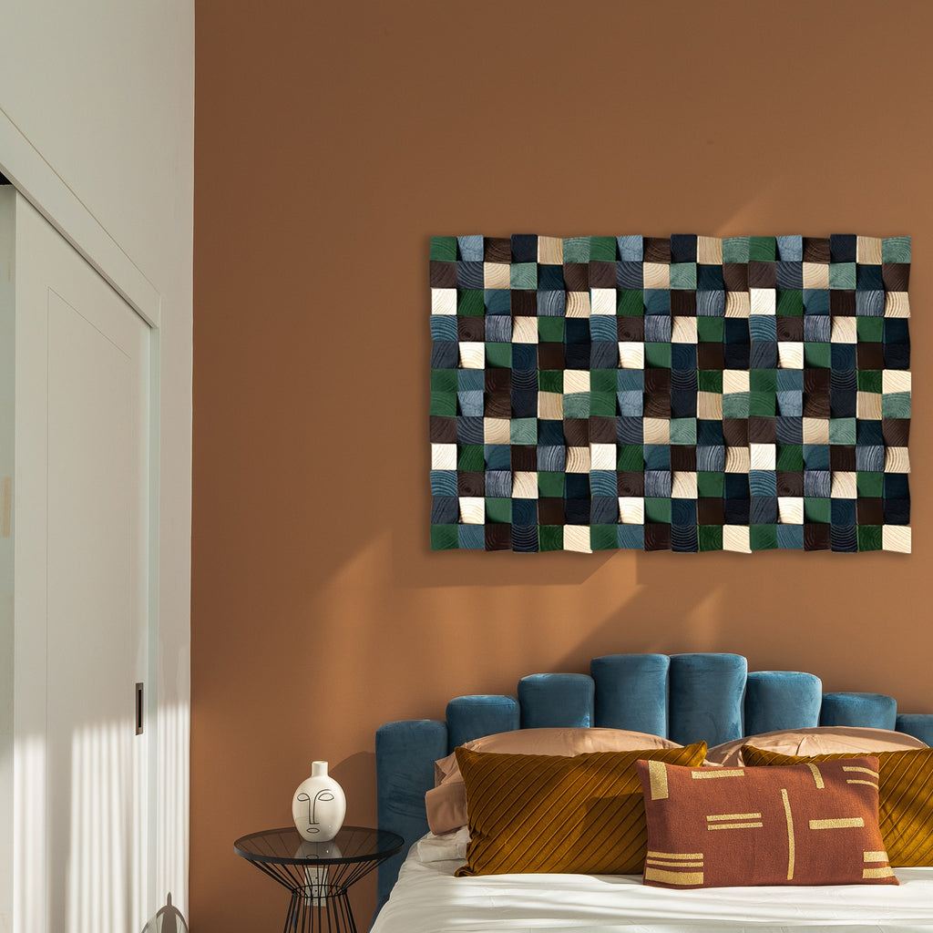 Geometric Acoustic Panel Wood Mosaic Wall Art