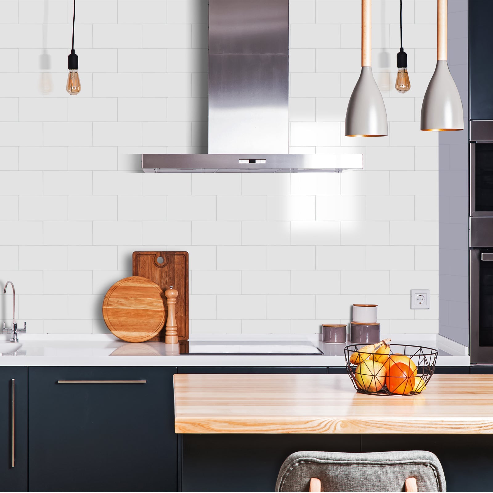 3D Glossy White Subway Peel and Stick Wall Tile