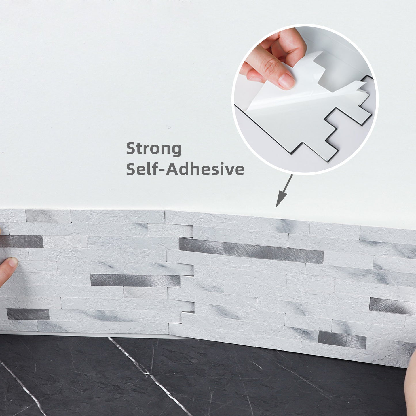 Faux Volakas White Stone  Peel and Stick Backsplash Wall Tile