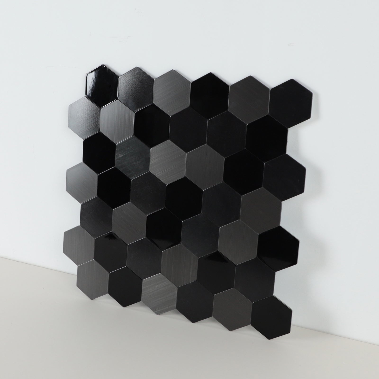 Black Hexagon Aluminum Peel and Stick Wall Tile