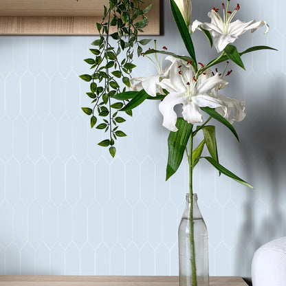 3D Sky Blue Long Hexagon Peel and Stick Wall Tile