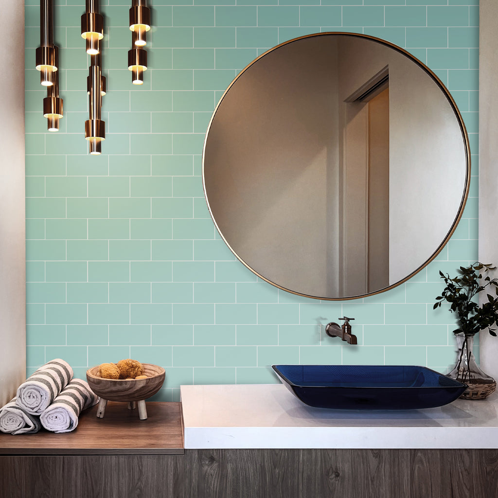 3D Glossy Green Subway Peel and Stick Wall Tile