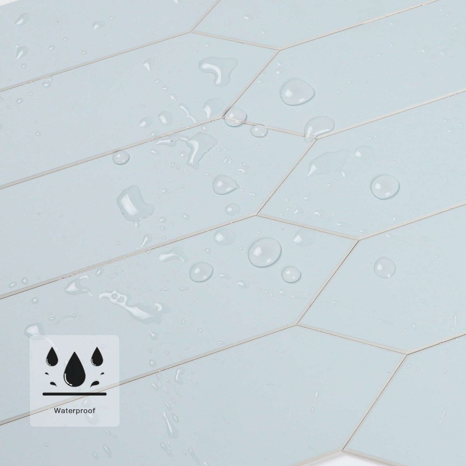 3D Sky Blue Long Hexagon Peel and Stick Wall Tile