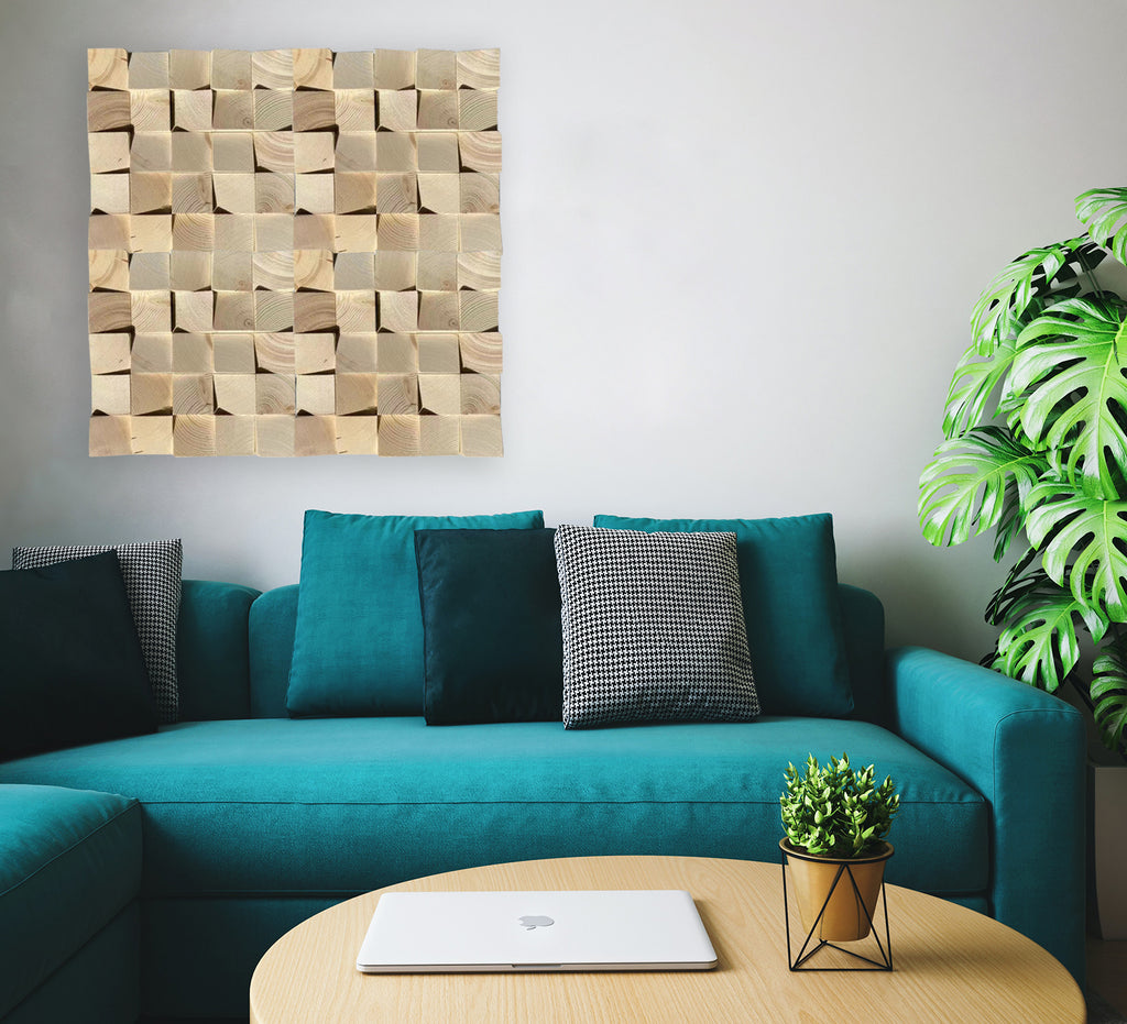 Geometric Acoustic Panel Wood Mosaic Wall Art