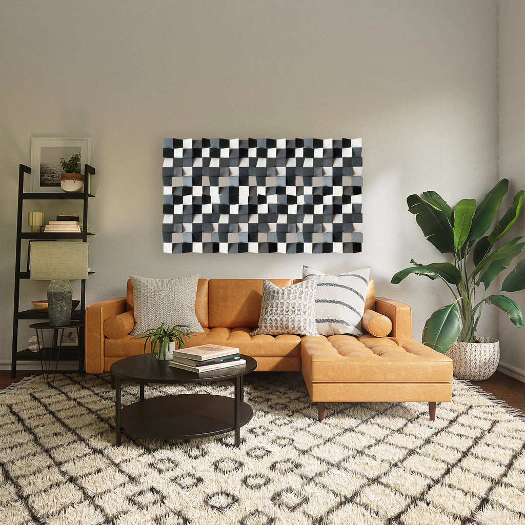 Geometric Acoustic Panel Wood Mosaic Wall Art