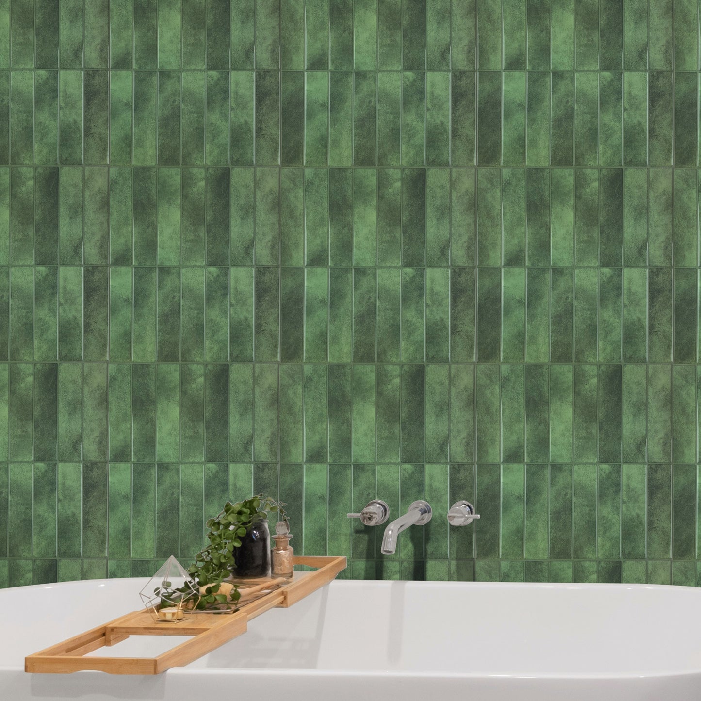Peel and Stick Backsplash for Home Décor,  Green Vinyl  Wall Tiles Stick On Backsplash for Kitchen, Bathroom（10-Pack）