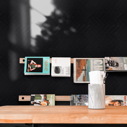 Herringbone Black Peel and Stick Backsplash Tile