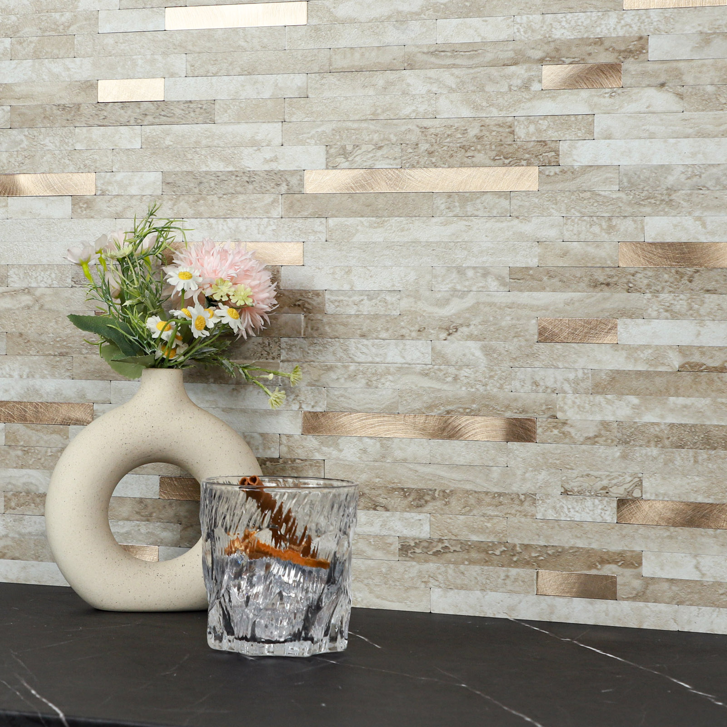 Miscasa Beige Stone Peel and Stick Backsplash Wall Tiles (12 Sheets)