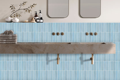 3D Blue Gradient Linear Peel and Stick Wall Tile