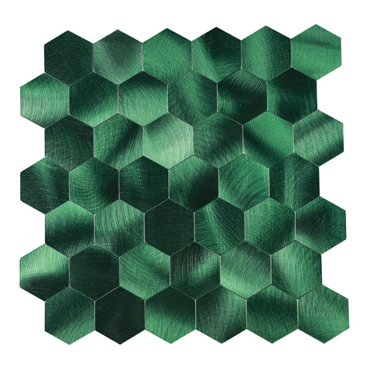 Green Hexagon Peel and Stick Metal Tile – DIY Kitchen Backsplash Wall Panels