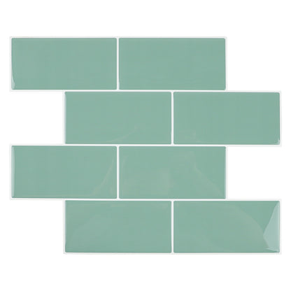 3D Green Subway Peel and Stick Backsplash Wall Tile