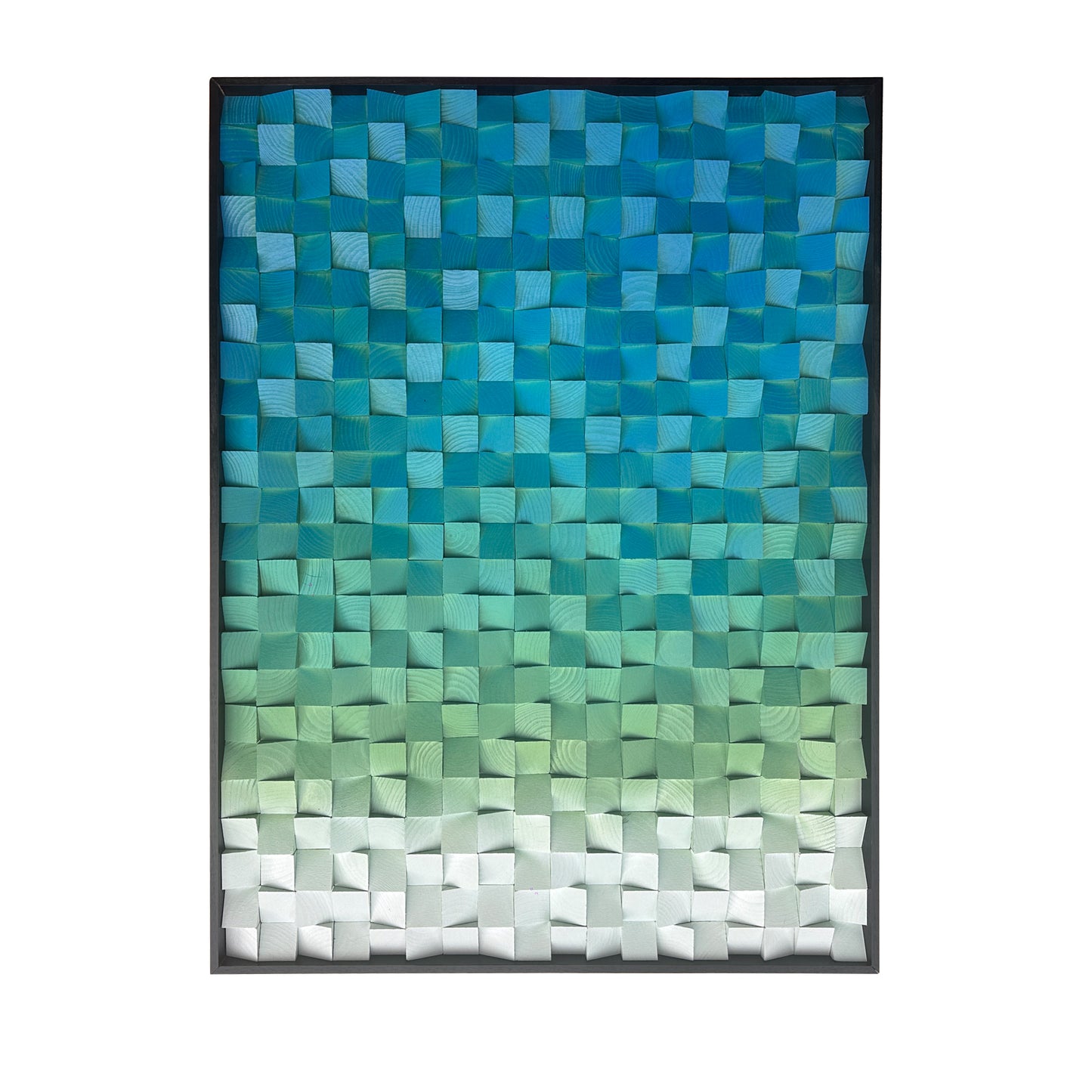 Geometric Acoustic Wood Wall Art –Sea Blue Soundproof Panel for Modern Decor