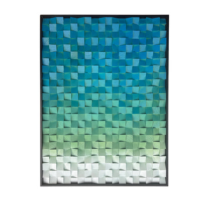 Geometric Acoustic Wood Wall Art –Sea Blue Soundproof Panel for Modern Decor