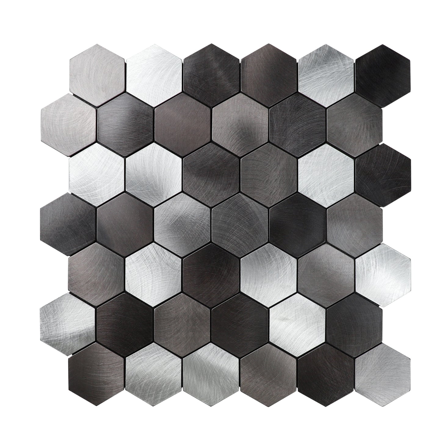 Mix Black Hexagon Aluminum Peel and Stick Wall Tile