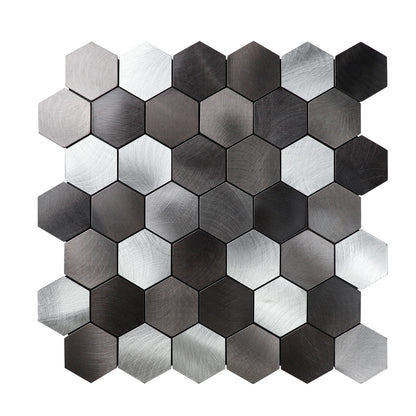 Mix Black Hexagon Aluminum Peel and Stick Wall Tile
