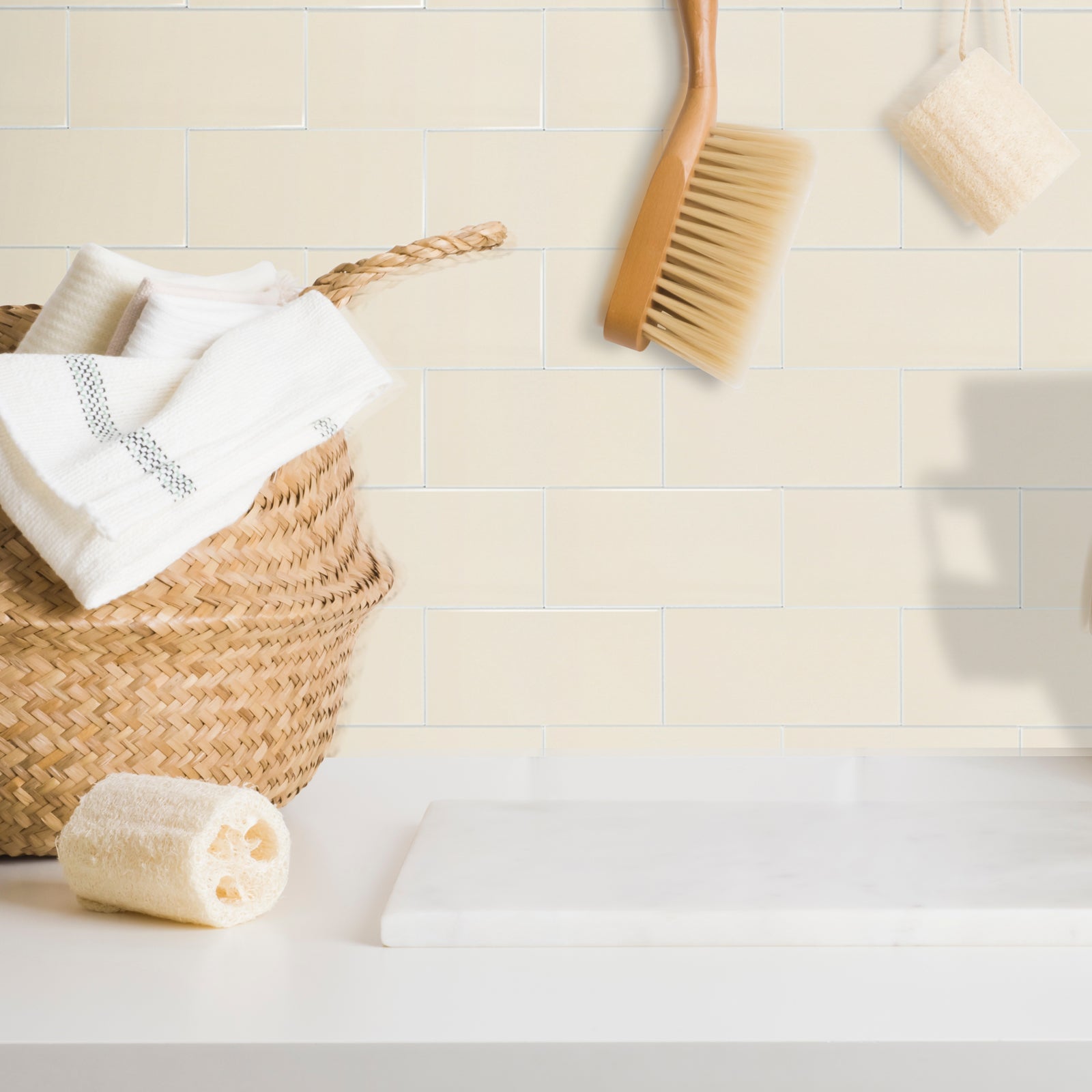 3D Glossy Beige Subway Peel and Stick Wall Tile