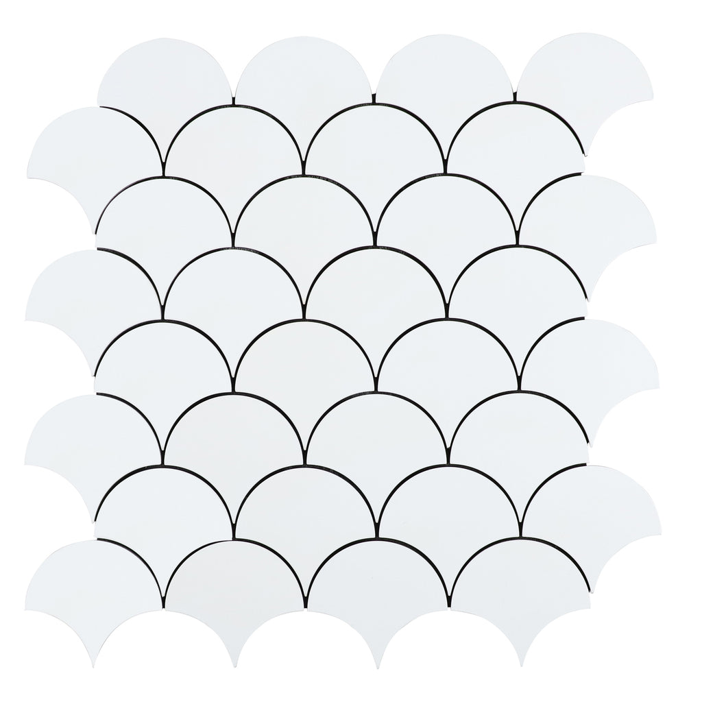 Fish Scale Black  Peel and Stick Backsplash Wall Tile