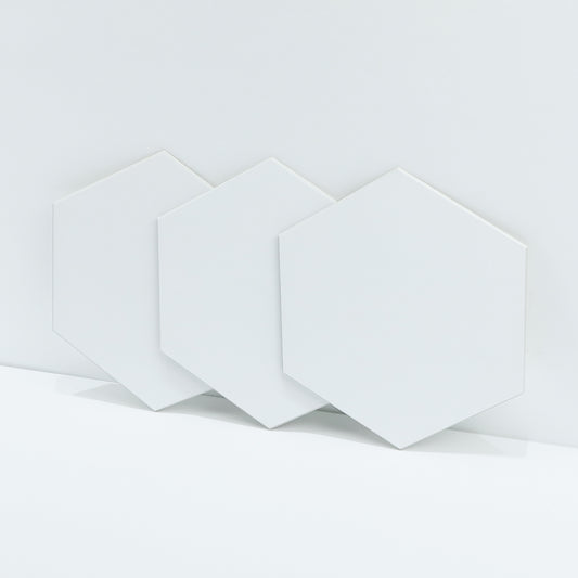 White Hexagon Peel and Stick Wall Tile